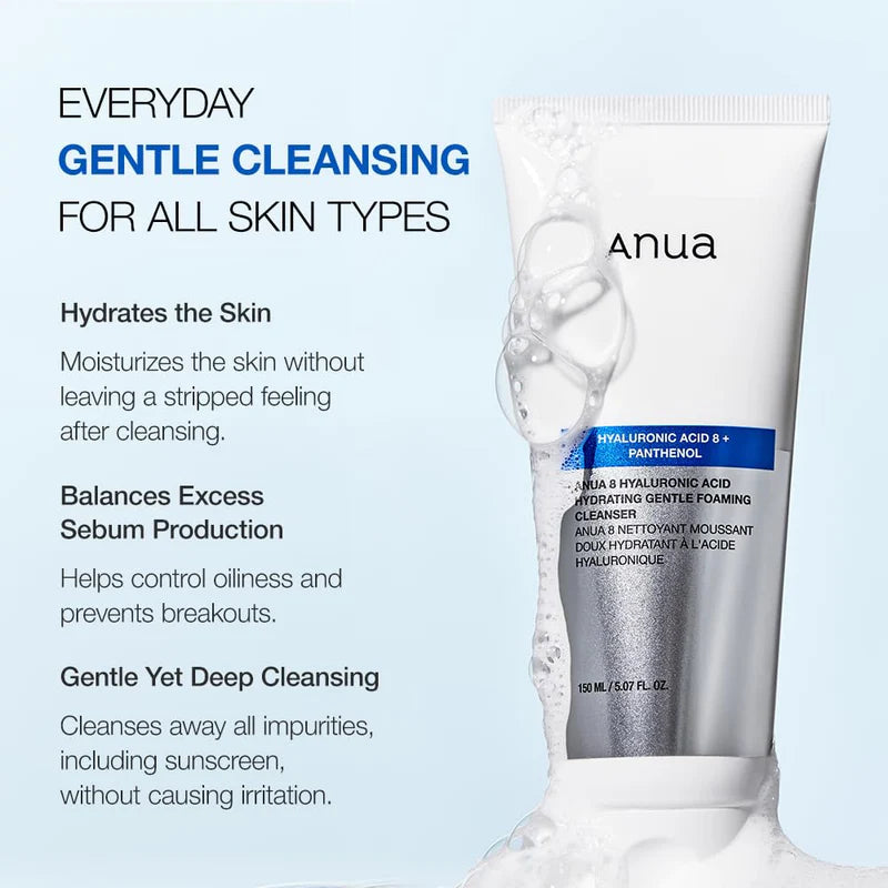 Anua - 8 Hyaluronic Acid Hydrating Gentle Foaming Cleanser - 150ml - Ministry of Skin