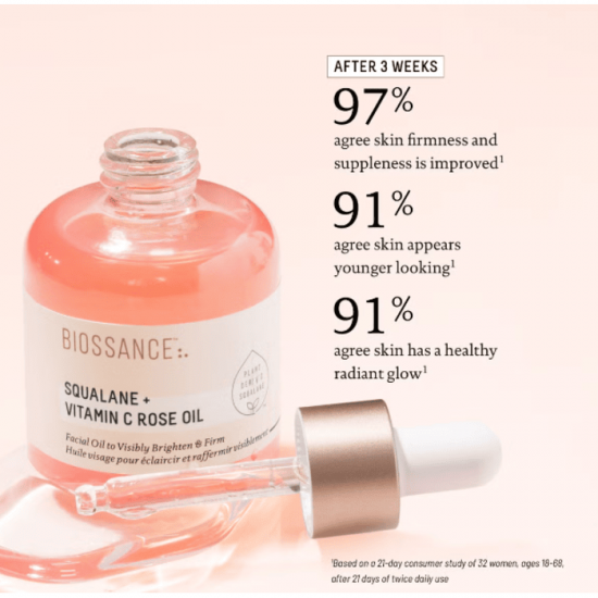 BIOSSANCE - Squalane + Vitamin C Rose Oil - 30ml - Ministry of Skin