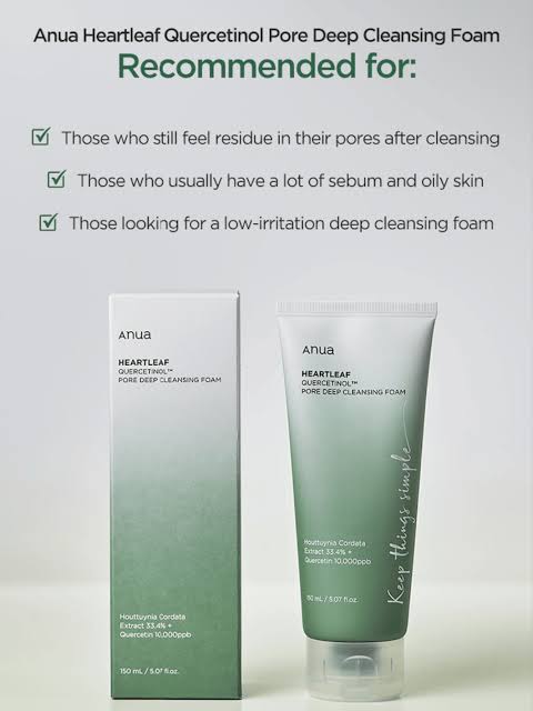 ANUA - HEARTLEAF QUERCETINOL PORE DEEP CLEANSING FOAM 150ml - Ministry of Skin